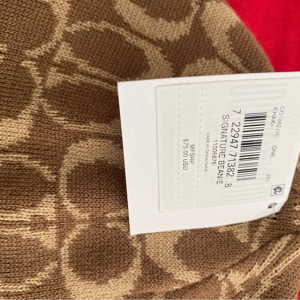 Coach Brown and Tan Patterned Beanie